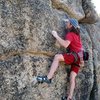 Euan eyeing the next hold on Wild Abandon (5.12a), Keller Peak<br>
