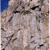 Climbers on the "rattly fist crack" seen from a distance