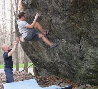 Shane Messer and friends on "True Grit", Contact Station Boulders, Grayson Highlands State Park, Va