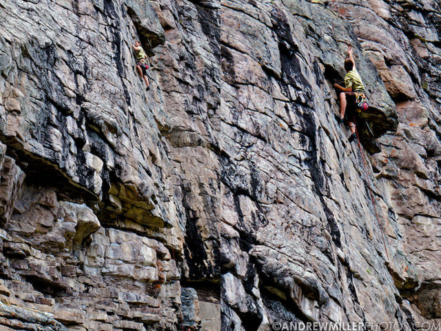 Jamieson Stuart finishing off and clipping the anchors on The Gentleman Who Fell.