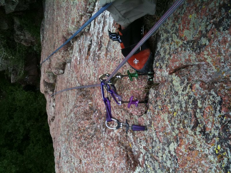 my freak out moment.  Looked down and realized I had ran it out 40+ feet.  Jammed cams in as fast as possible. one of them was bound to hold.  Ha!  