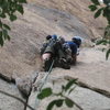 Starting up Illusion Dweller (my first 5.10b) in Joshua Tree. June(!) 2009.