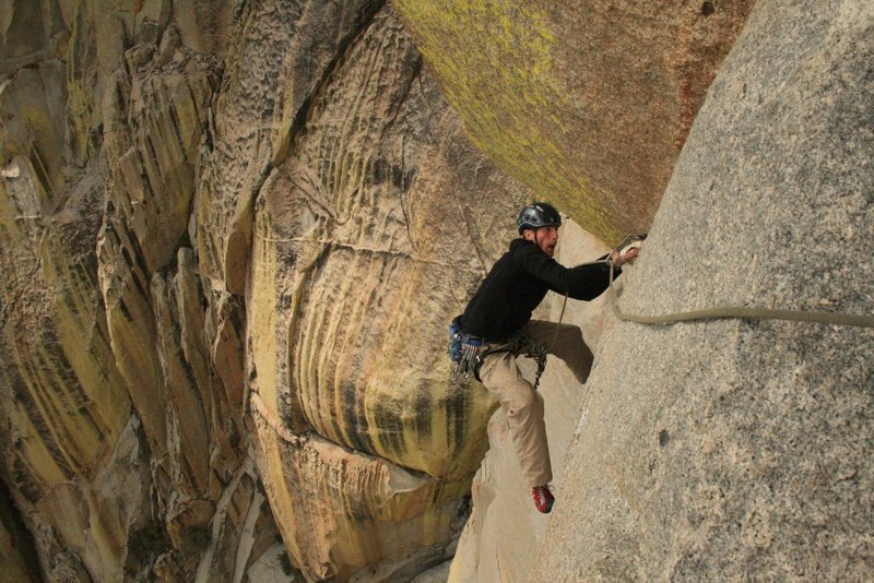 Scott following the very stout 12a traverse pitch