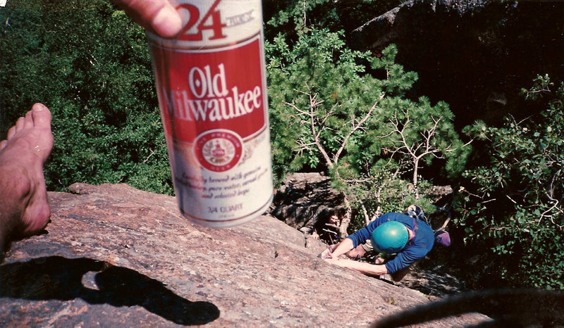 Some of the Old Milwaukee - Cliff Dr. Climbing Team. Tobacco Road - J.C. Area. T-Nuts on first lead w/ R.K. on belay. Circa Summer 1997.