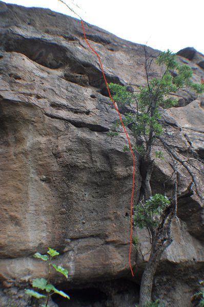 Climb the crack to the left on the trail to Grocery Store Walls. 