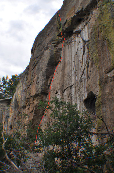 Climb the left side of the arching crack.