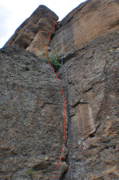 Climb the corner crack.