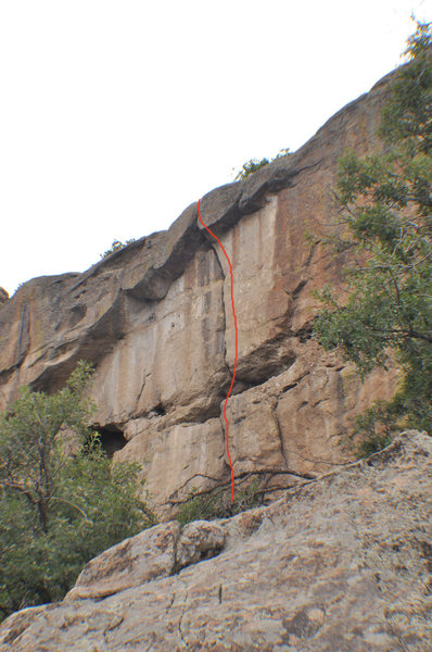 Climb the crack to the right of the cave.