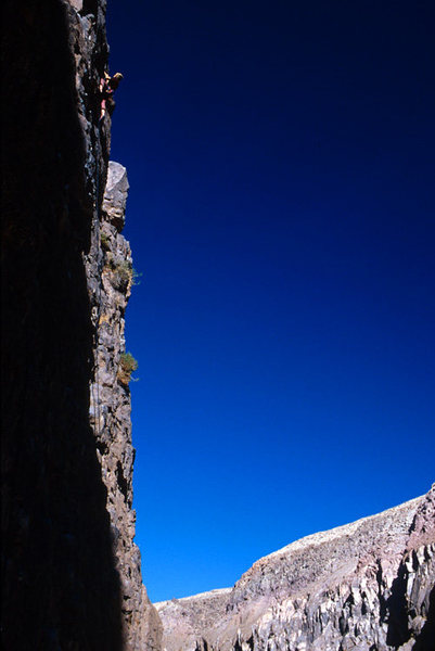 Climber on the Warm Up Wall, in the Central Gorge (ORG)