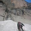 Chopping steps to the North Chimney.