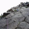 Roy heading up some good rock on Ralston Roost.