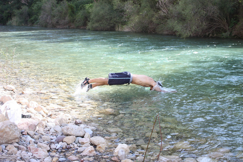 Nice, cold dip after a day of summer climbing.