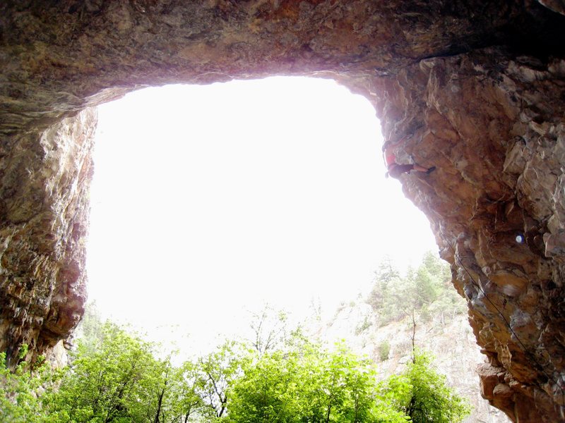 Driving Piles in the Skull Cave on a rainy day.