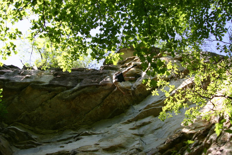 Equinox - hard, and hardest at the anchors, sweet climbing.<br>
Photographer was 30 seconds too late...