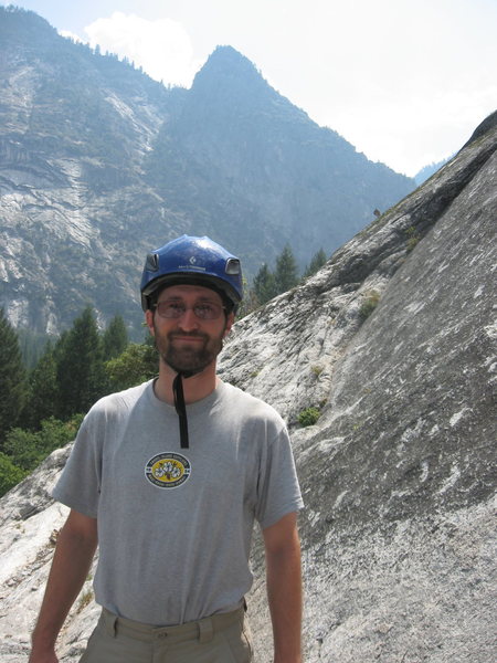 At the Base of Monday Morning Slab on Glacier Point Apron, about to send Harry Daley.