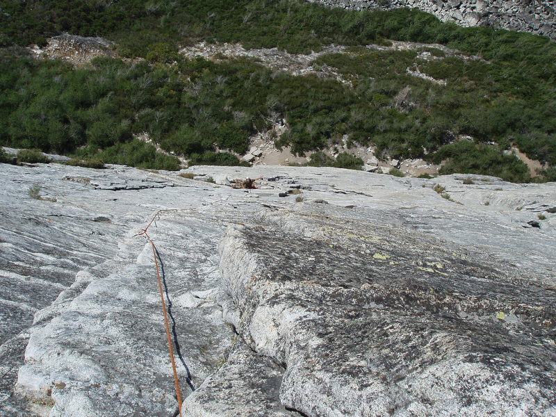 Looking down the steep and dreamy 2nd pitch