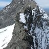 Me on the snowy traverse in early June.<br>
<br>
Photo by Jason Halladay.