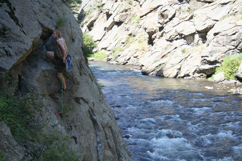 T. Melin tries his hand at climbing in Colorado.