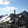 Parker and Chris on the knife-edge, Banner peak on the left, Rodgers peak on the right.<br>
(c) Tony Tennessee