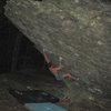 Steven Lovelace on "Front Man" (V-4+), AVP Boulder, grayson Highlands.