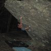 Steven Lovelace on "Front Man" (V-4+), AVP Boulder, grayson Highlands.