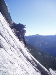 Kellie leading the short left-facing corner on pitch 6