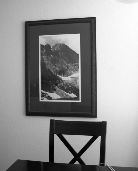 Mmmm, having coffee with Longs Peak.<br>
<br>
Jonny's picture in the kitchen.