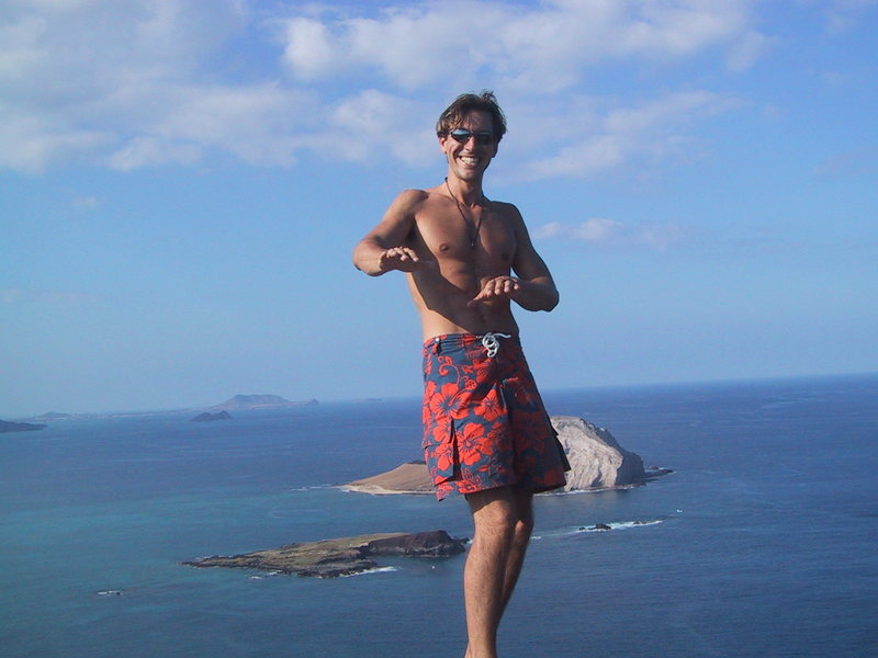 Above the beautifully positioned routes at Makapuu. Oahu, HI.