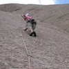 Chuck Graves starting up last pitch - 14 bolts - steep and hard.