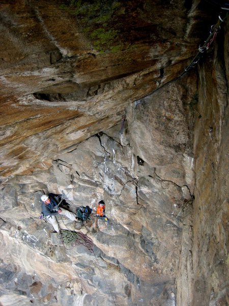 Looking down into the "Loft", from the middle of P5 (FA).