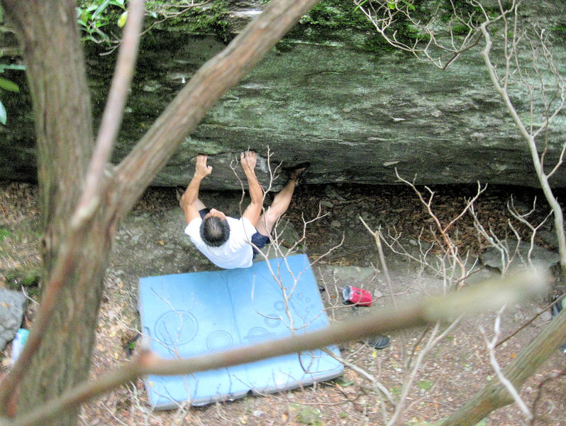 Johnny starting "Blue Jet" (V-2) on the Olympus Boulder.