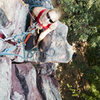 At the belay ledge near the top of JOSEPH (5.4).