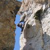 Nate with JHMG heading out the 5.10 variation pitch 6.