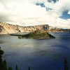 Crater Lake, I think in 2001.  Amazing place.  Wizard Island in the center.  Everyone should go on the boat tour of this place given the chance.