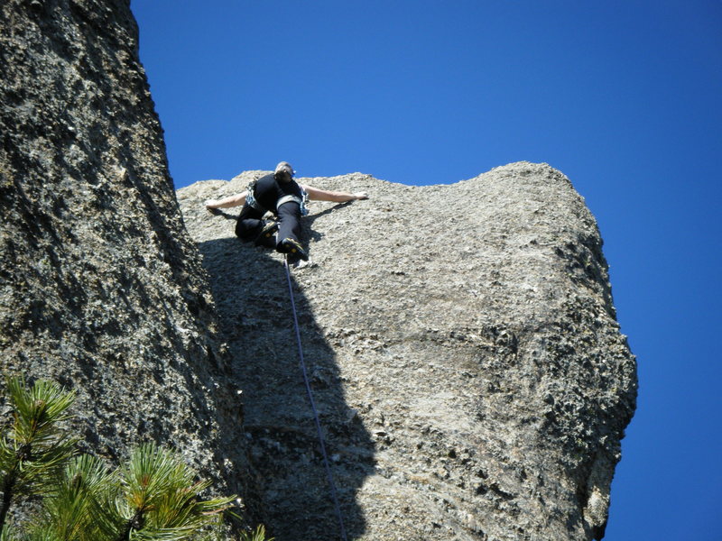 Ian running it out on Leaning Tower.