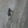 Roger traversing the base of Big Rock.<br>
9-13-09