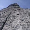 more headwall:  an Italian group of three tackling the crux roof