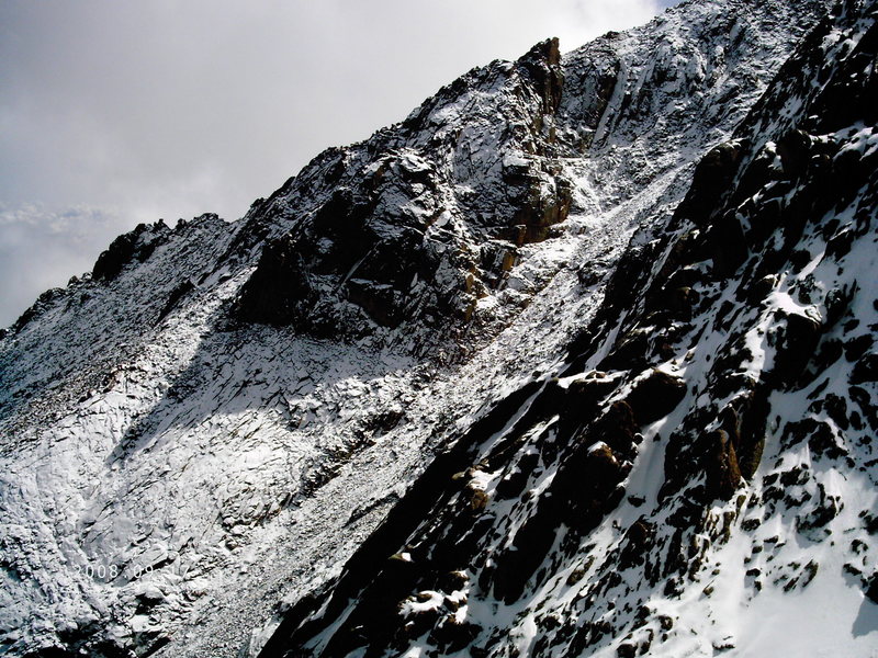 Hero's traverse after a fresh snowfall.