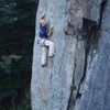 The thin crux at about mid-height on the route.  