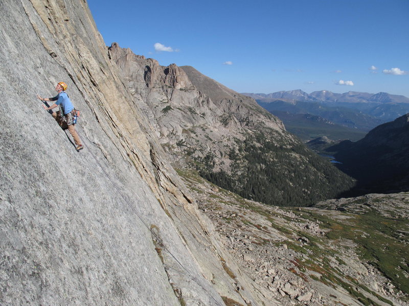 Spicy runout slab on "Sykes Sickle", Spearhead, RMNP.