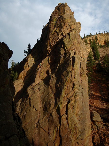 The Bastille with a climber on The Bastille Crack.