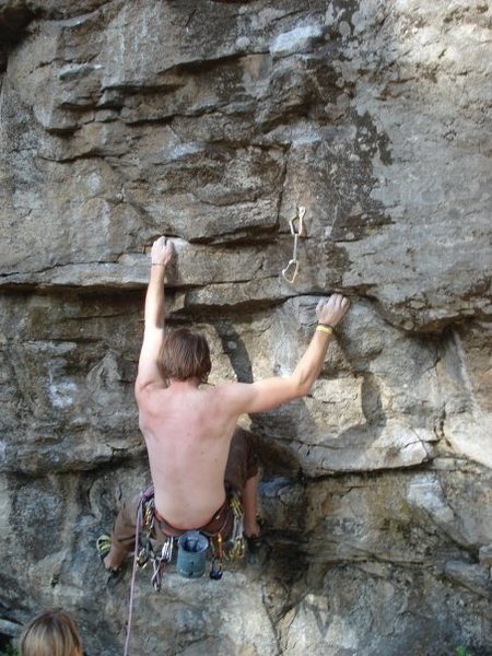 Andrew Bower working up the route.