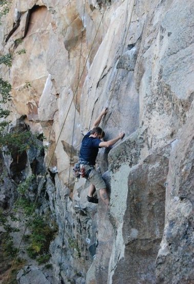 Unknown climber in the crux.