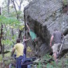 Ryan Langlois on the crux cross through.