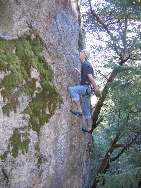 Janivore. One of the few easy climbs at Rattlesnake. 