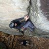 Chris laying back the crux of the unnamed crack.