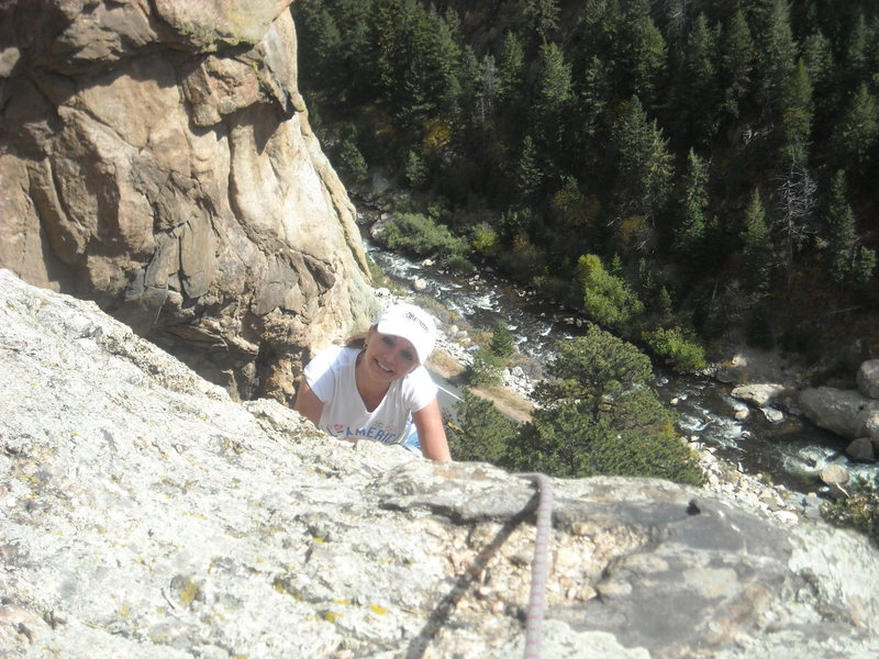 CJ nearing the second belay.