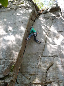 Rhoads sticking the crux of Donkey<br>
<br>
a long time ago.....<br>
<br>
Photo from the John Knoernschild archive