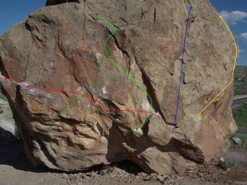 West Side of Diamond Boulder - route guide pic.