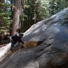 The boy learning to slab climb near Glacier Point, Yosemite.  Sept 09.  